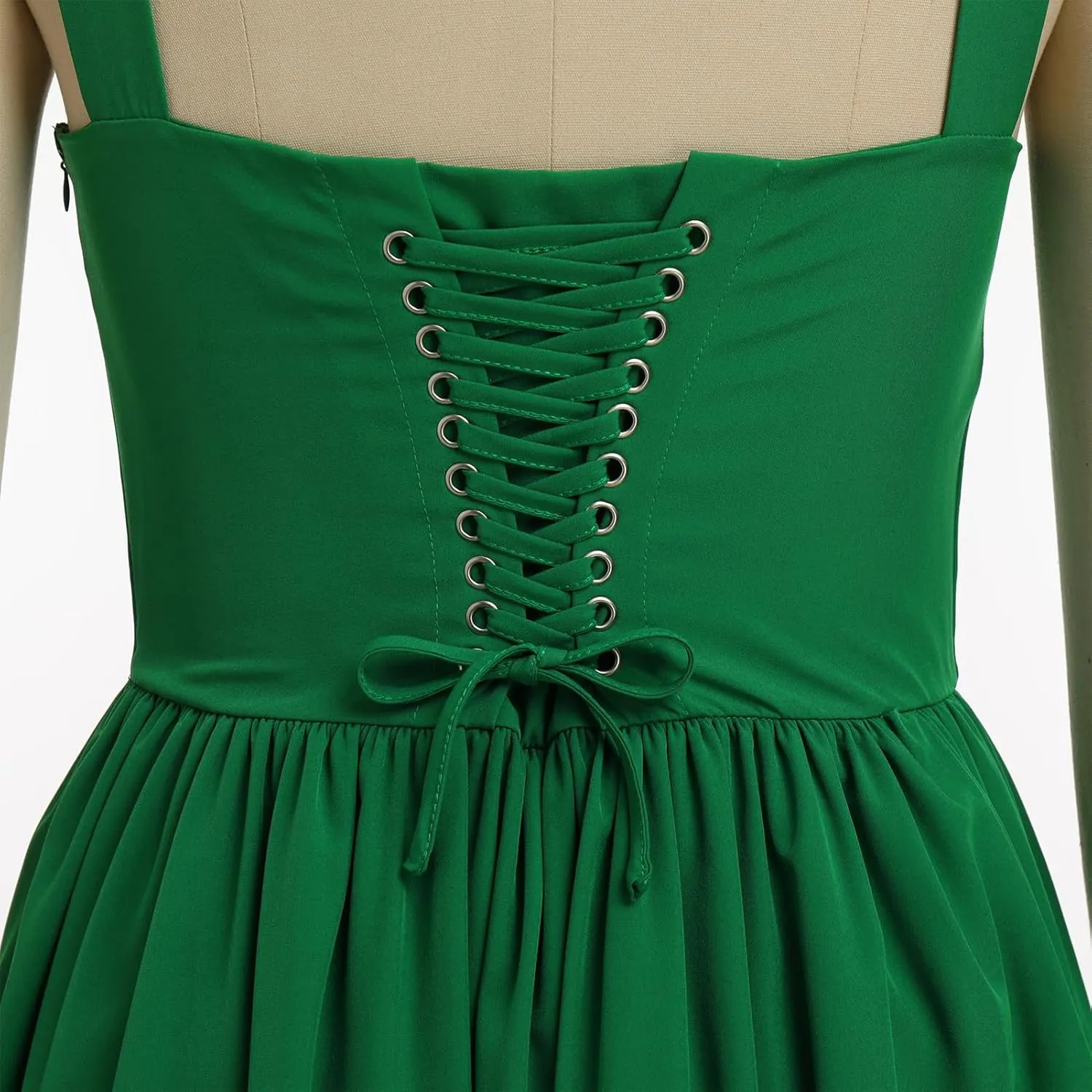 ABAFIP Women's Corset Mini Dress Spaghetti Straps Backless Lace up Low Cut Ruffle Short Dress Sundress