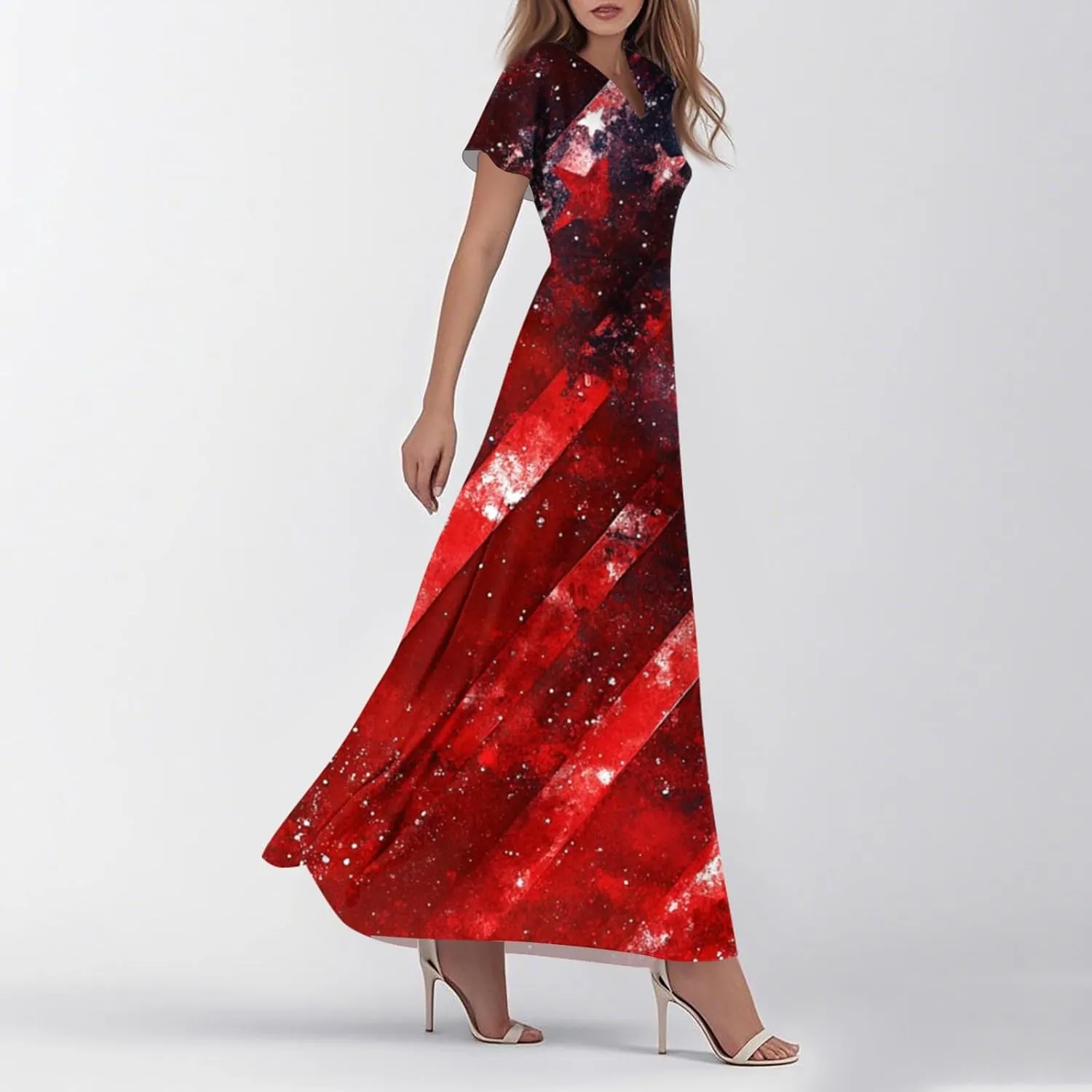 ADHOWBEW 4th of July Dress Women 2025 Holiday Plus Size Graphic USA Sexy Patriotic Independence Day Dresses