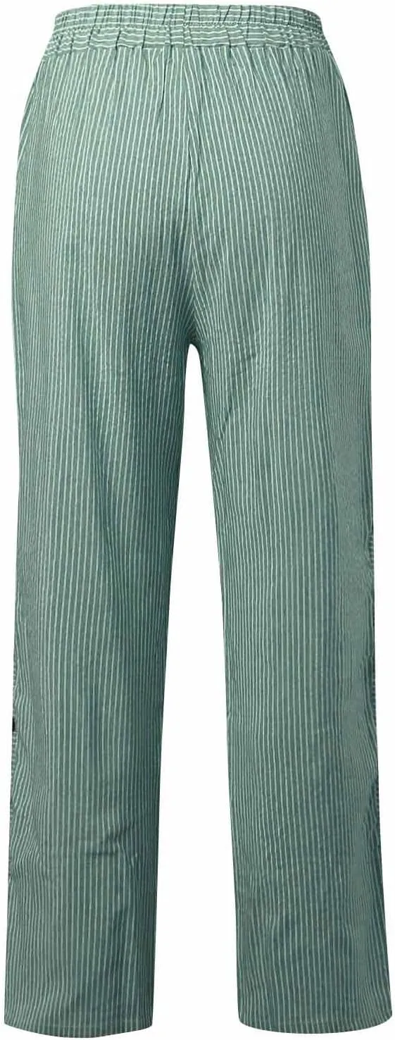 ADHOWBEW Cotton Linen Pants Women Summer 2025 Trendy Cover Ups Flowy Elastic Waist Loose Fit Comfy Casual Trousers Slacks