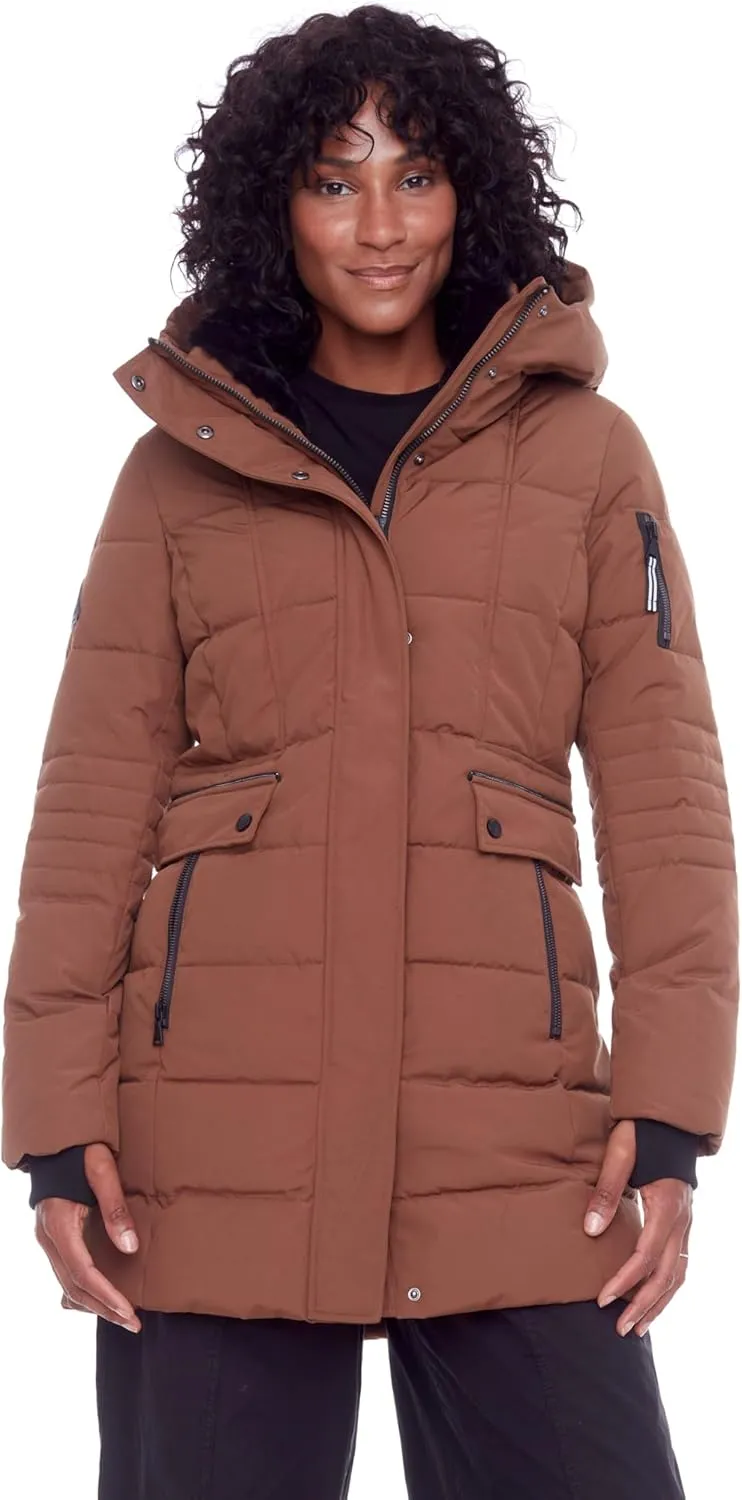 ALPINE NORTH Kootney Womens Vegan Down Mid-Length Parka  Insulated, Water-Repellent Winter Coat with Hood