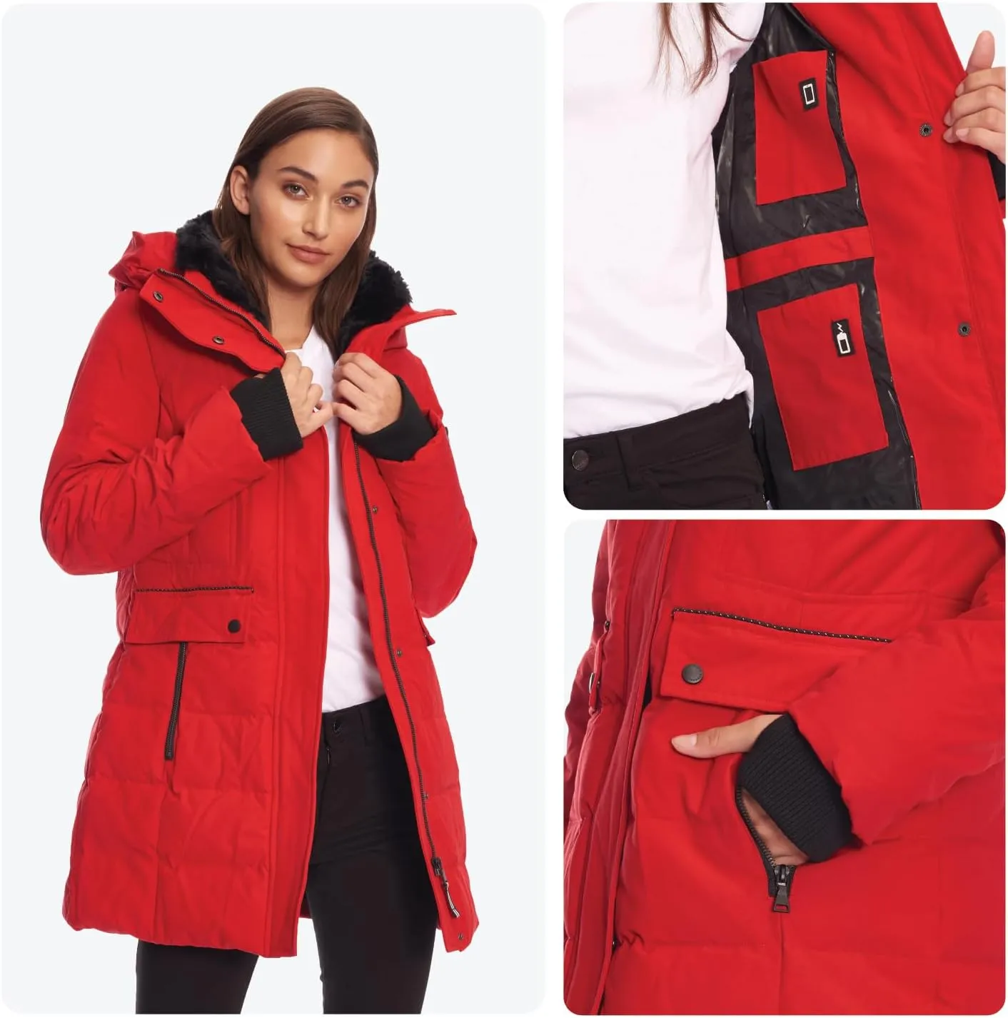 ALPINE NORTH Kootney Womens Vegan Down Mid-Length Parka  Insulated, Water-Repellent Winter Coat with Hood