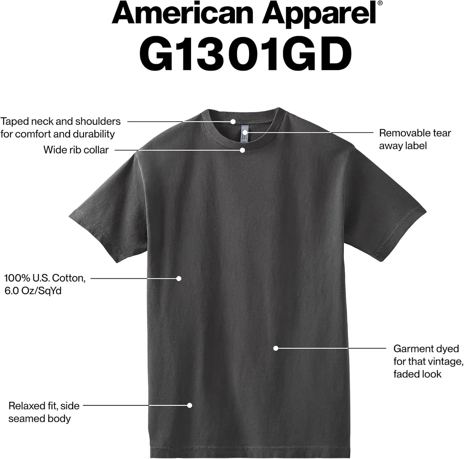 American Apparel Adult Heavyweight Cotton T-Shirt, Style G1301/G1301GD, Multipack