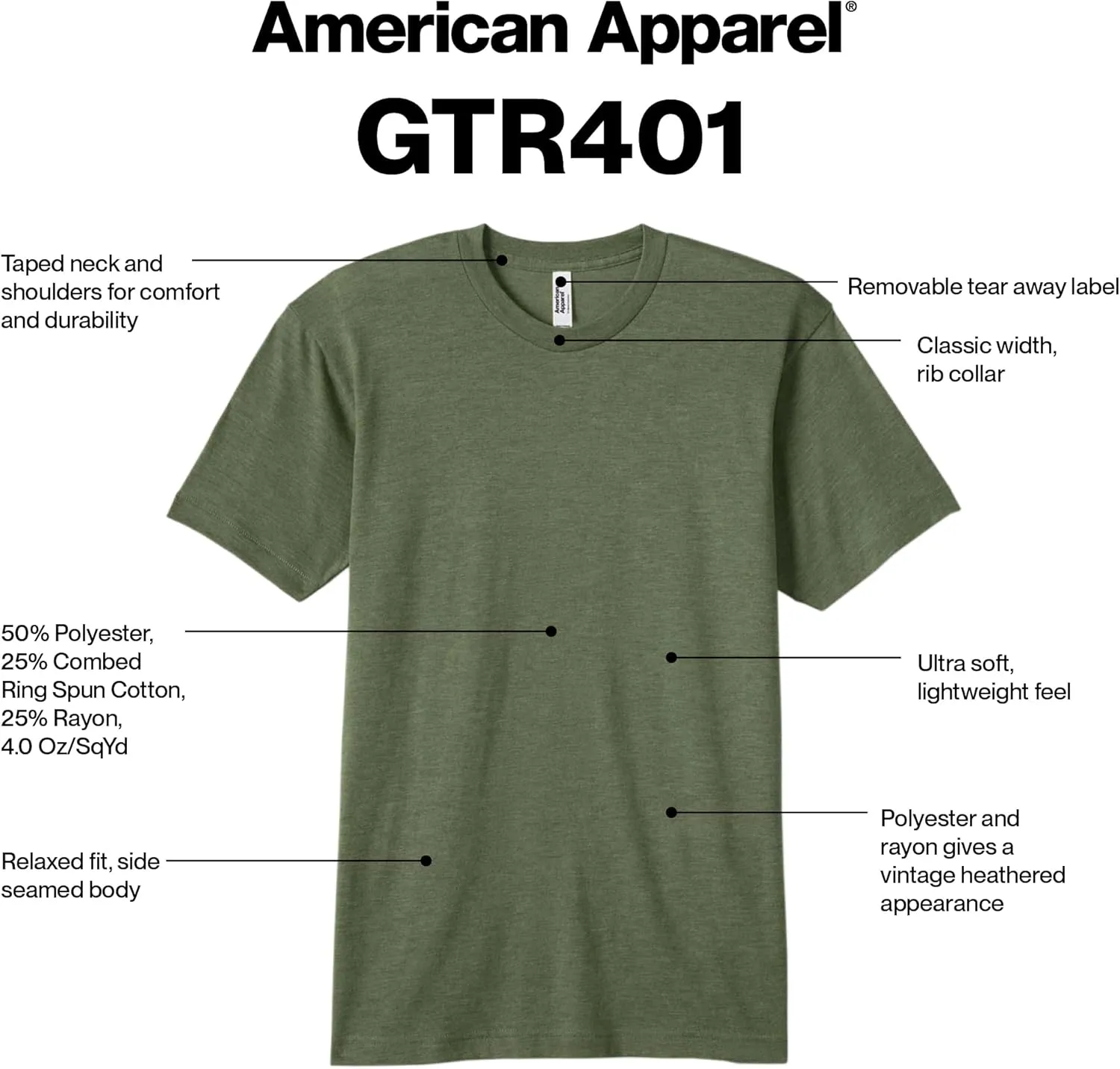 American Apparel Adult Tri-Blend Track T-Shirt, Style GTR401, 2-Pack