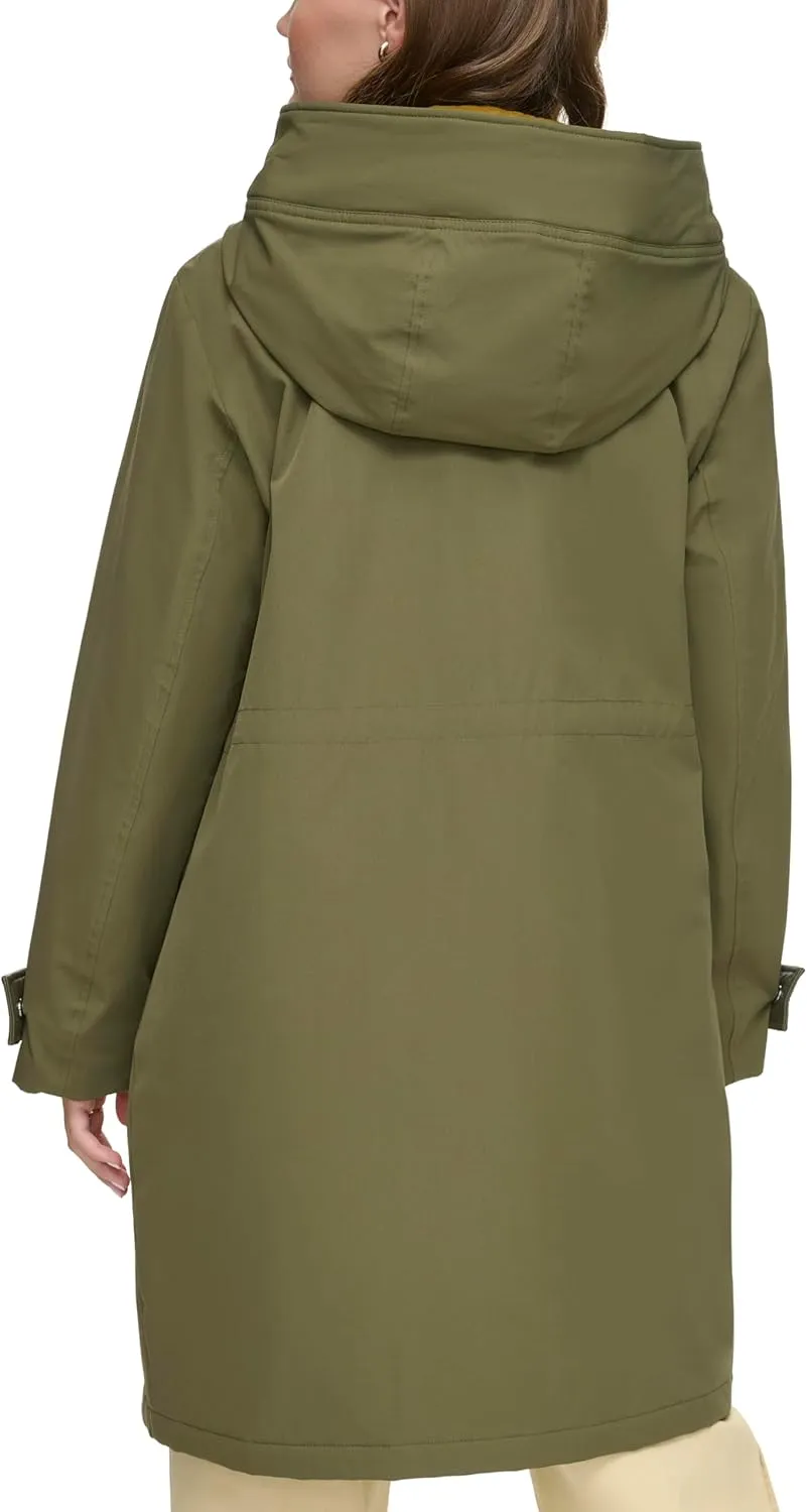 Andrew Marc Women's Gemas Hooded Transitional Water Resistant Parka Trench Coat