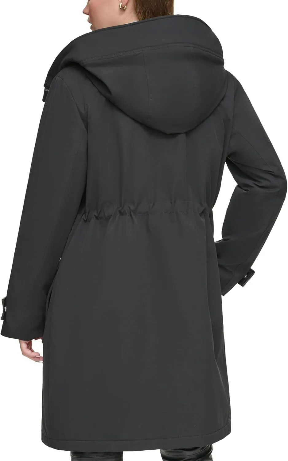 Andrew Marc Women's Gemas Hooded Transitional Water Resistant Parka Trench Coat