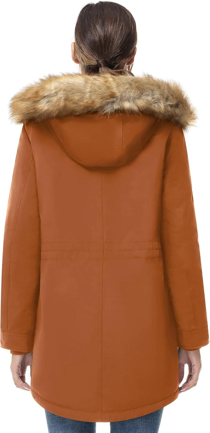 ANOTHER CHOICE Women's Hooded Winter Coat Waterproof Parka Jacket Warm Sherpa FLeece Lined Winter Parka Coat