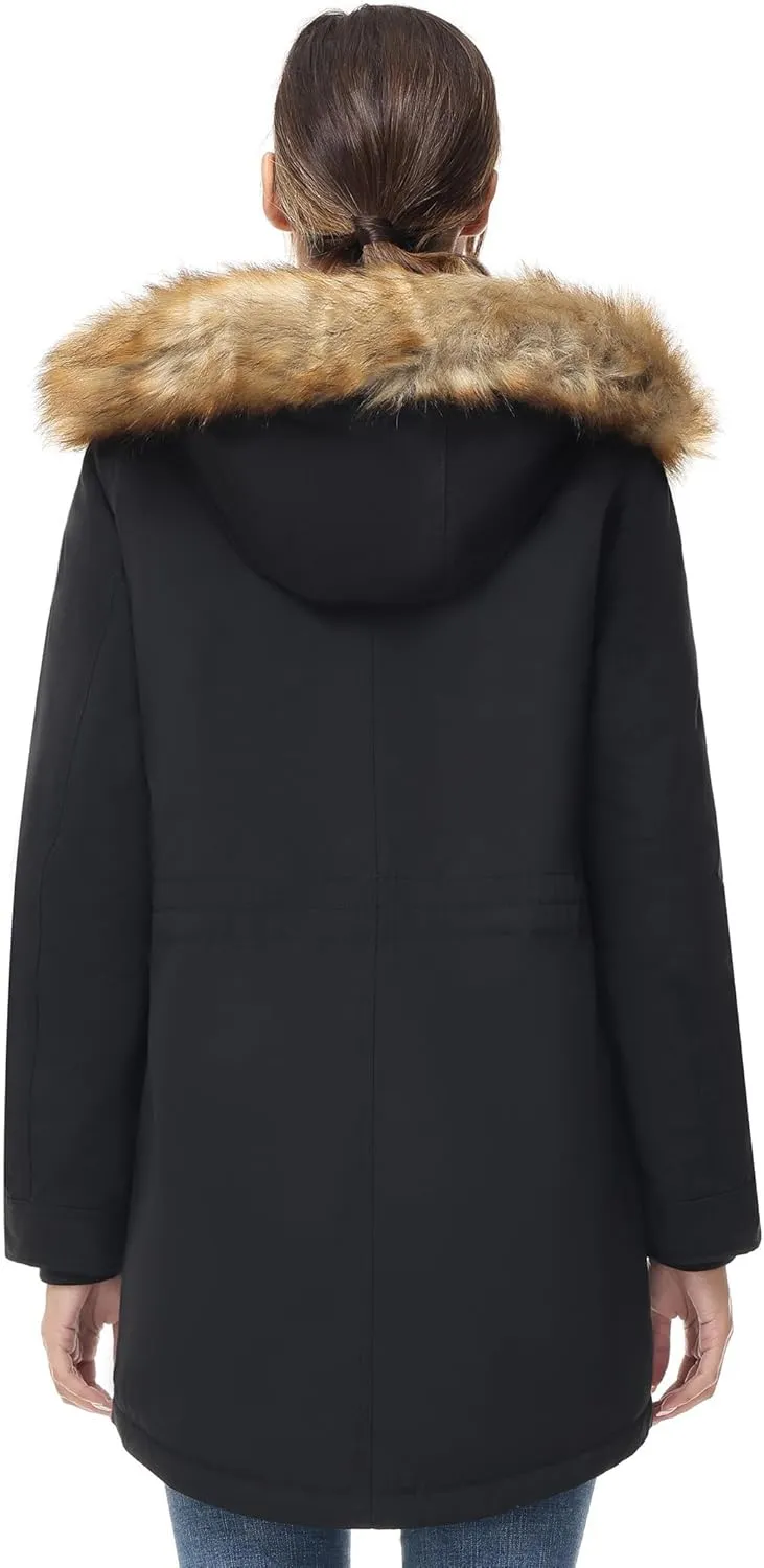 ANOTHER CHOICE Women's Hooded Winter Coat Waterproof Parka Jacket Warm Sherpa FLeece Lined Winter Parka Coat