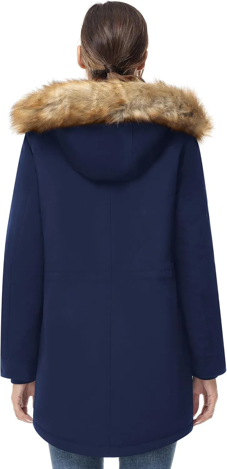 ANOTHER CHOICE Women's Hooded Winter Coat Waterproof Parka Jacket Warm Sherpa FLeece Lined Winter Parka Coat