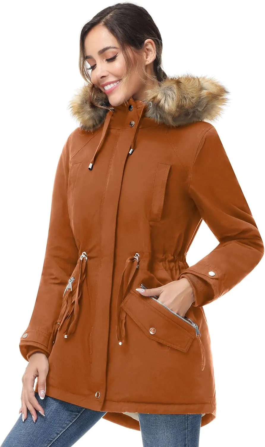 ANOTHER CHOICE Women's Hooded Winter Coat Waterproof Parka Jacket Warm Sherpa FLeece Lined Winter Parka Coat