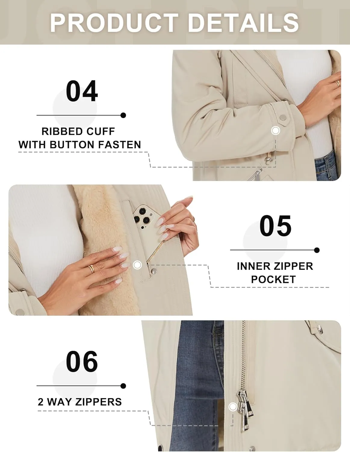 ANOTHER CHOICE Women's Hooded Winter Coat Waterproof Parka Jacket Warm Sherpa FLeece Lined Winter Parka Coat