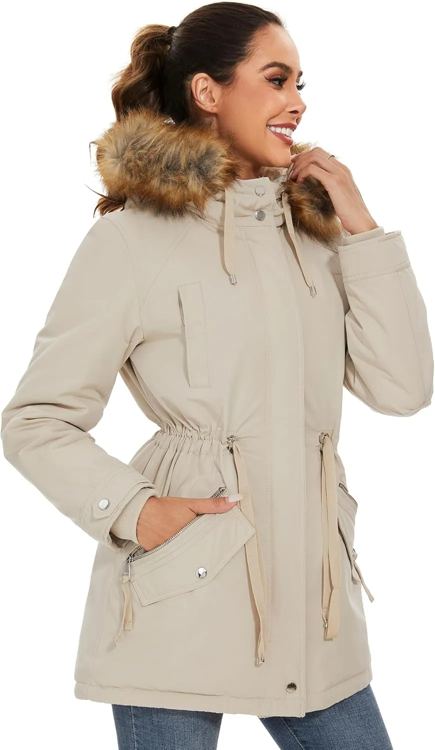 ANOTHER CHOICE Women's Hooded Winter Coat Waterproof Parka Jacket Warm Sherpa FLeece Lined Winter Parka Coat