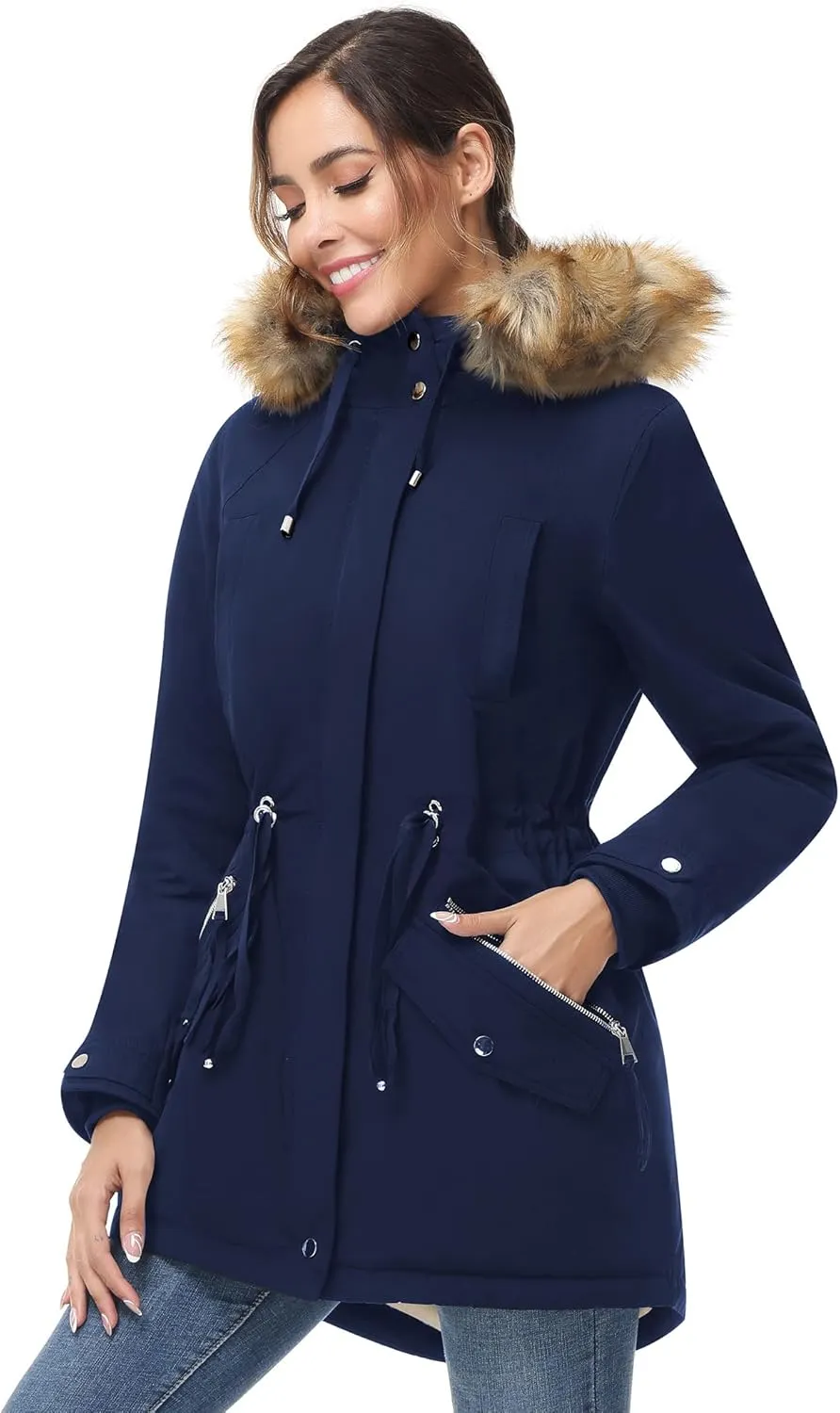 ANOTHER CHOICE Women's Hooded Winter Coat Waterproof Parka Jacket Warm Sherpa FLeece Lined Winter Parka Coat