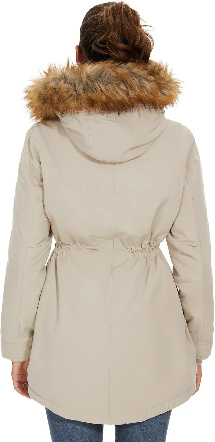 ANOTHER CHOICE Women's Hooded Winter Coat Waterproof Parka Jacket Warm Sherpa FLeece Lined Winter Parka Coat