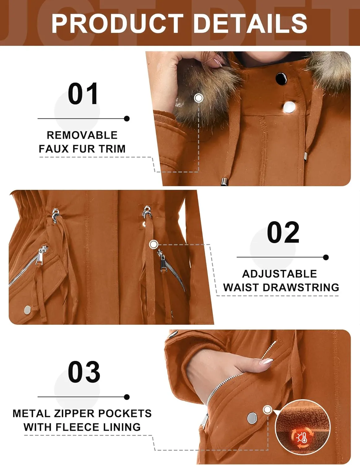 ANOTHER CHOICE Women's Hooded Winter Coat Waterproof Parka Jacket Warm Sherpa FLeece Lined Winter Parka Coat
