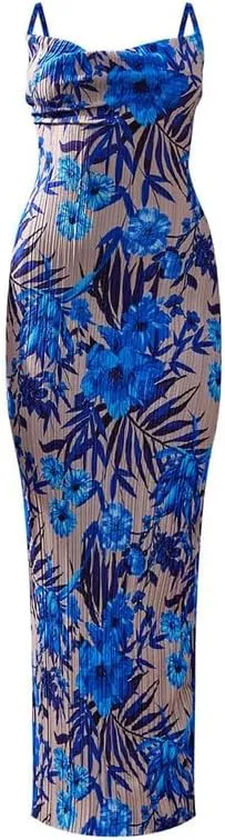 Argeousgor Women One Shoulder Midi Dress Y2K Pleated Bodycon Long Dresses Asymmetrical Ruffle Cocktail Evening Party Dress