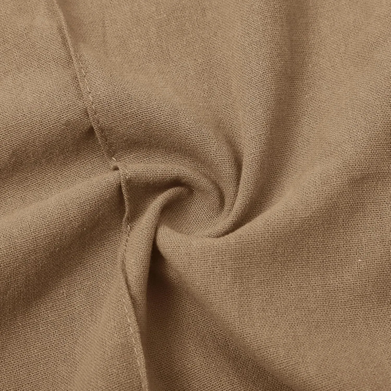 Baggy Linen Pants Women Drawstring High Waisted Straight Wide Leg Pants Lightweight Beach Trousers with Pockets