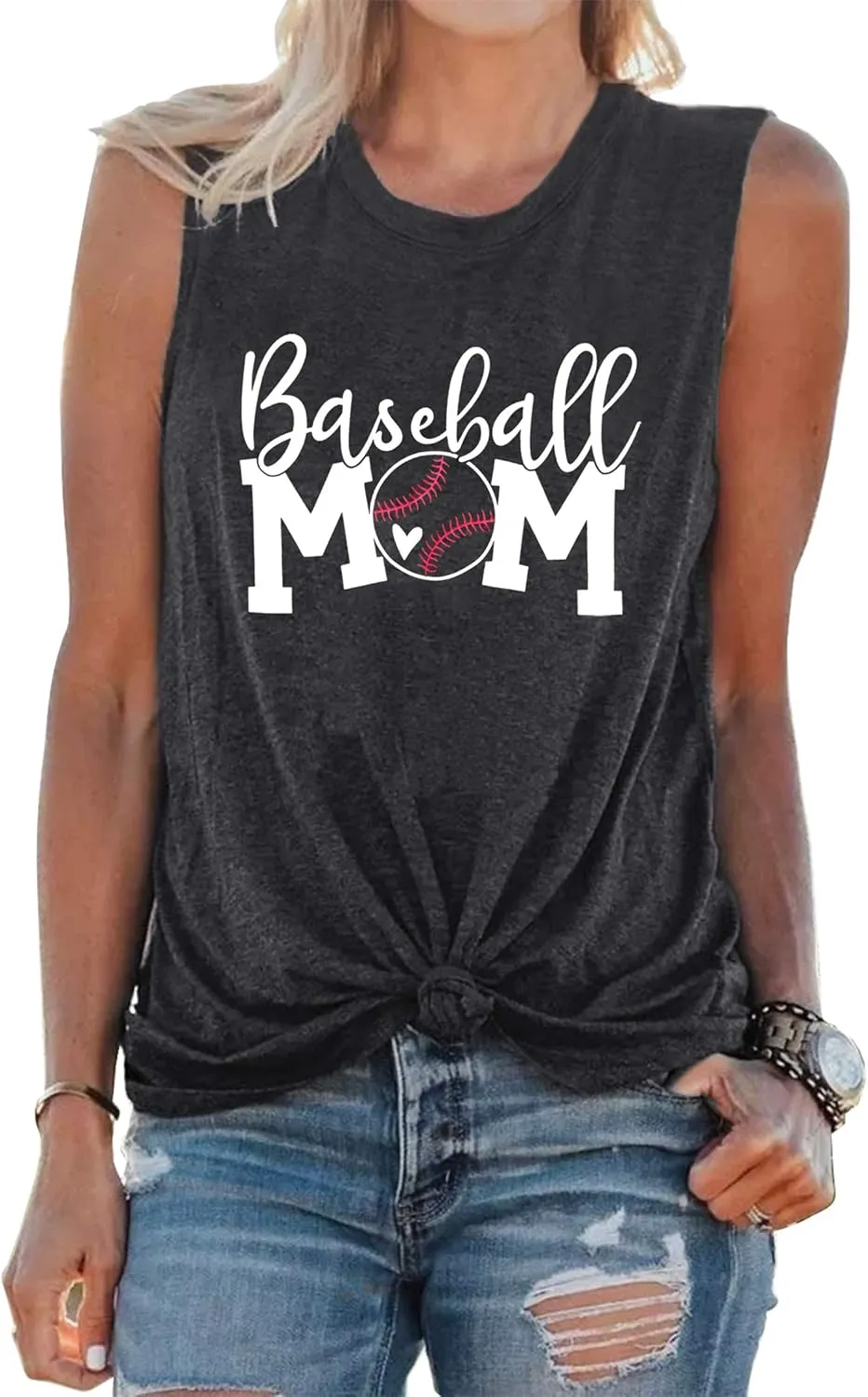 Baseball Mom Shirt Tank Tops Baseball Love Graphic Tee Shirts Women Summer Casual Loose Sleeveless Shirt