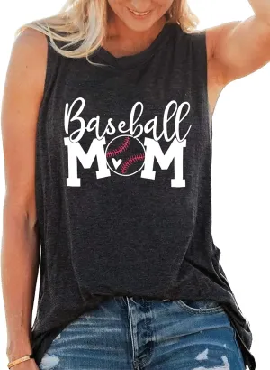 Baseball Mom Shirt Tank Tops Baseball Love Graphic Tee Shirts Women Summer Casual Loose Sleeveless Shirt