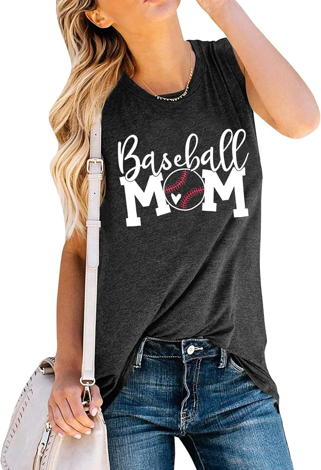 Baseball Mom Shirt Tank Tops Baseball Love Graphic Tee Shirts Women Summer Casual Loose Sleeveless Shirt