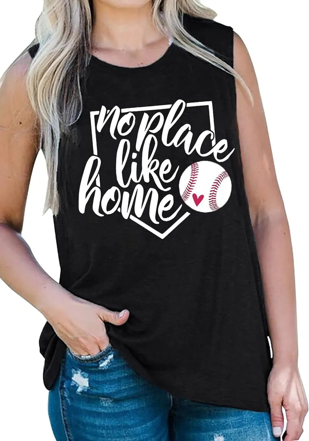 Baseball Mom Shirt Tank Tops Baseball Love Graphic Tee Shirts Women Summer Casual Loose Sleeveless Shirt