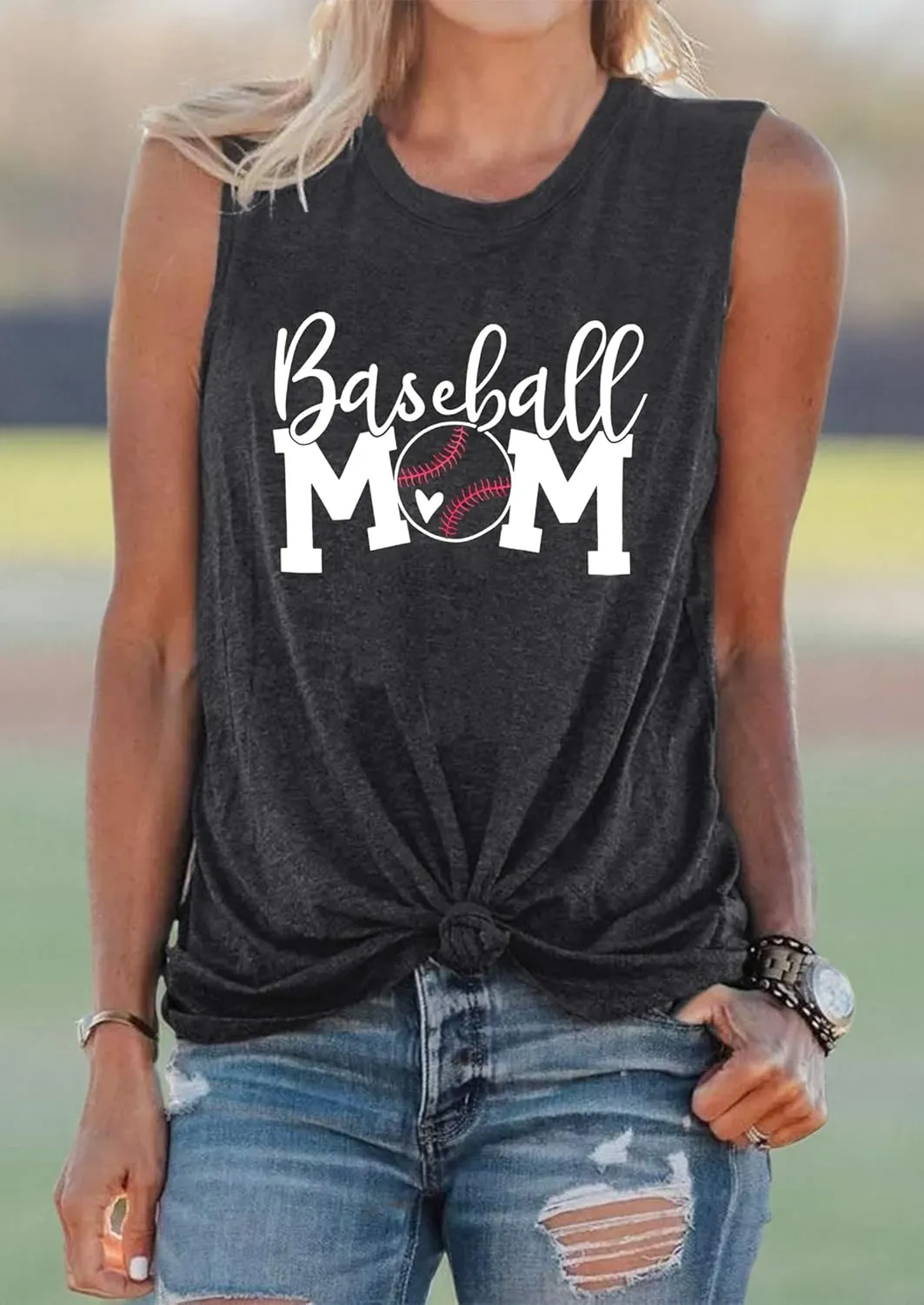 Baseball Mom Shirt Tank Tops Baseball Love Graphic Tee Shirts Women Summer Casual Loose Sleeveless Shirt
