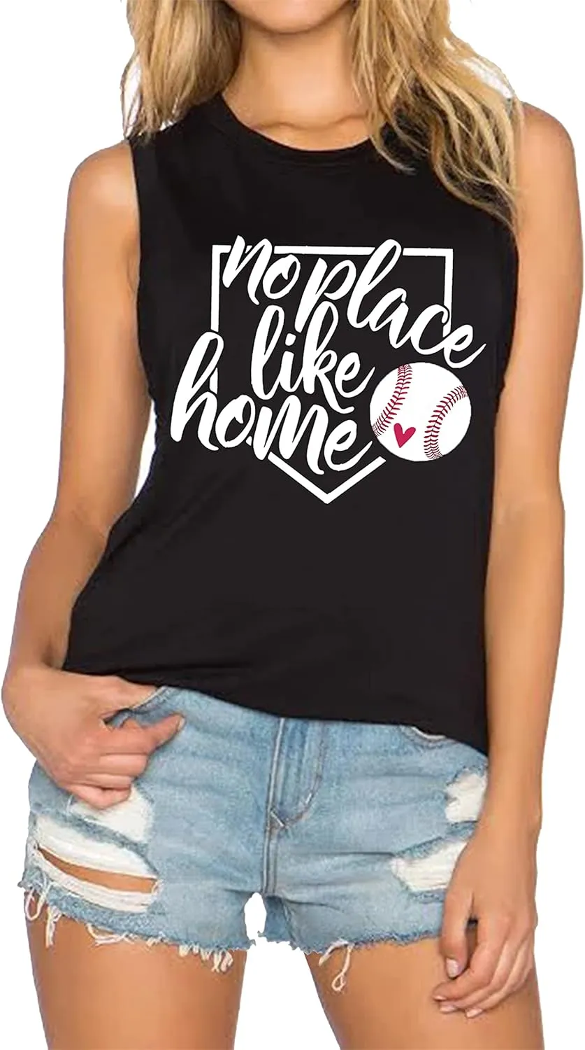 Baseball Mom Shirt Tank Tops Baseball Love Graphic Tee Shirts Women Summer Casual Loose Sleeveless Shirt