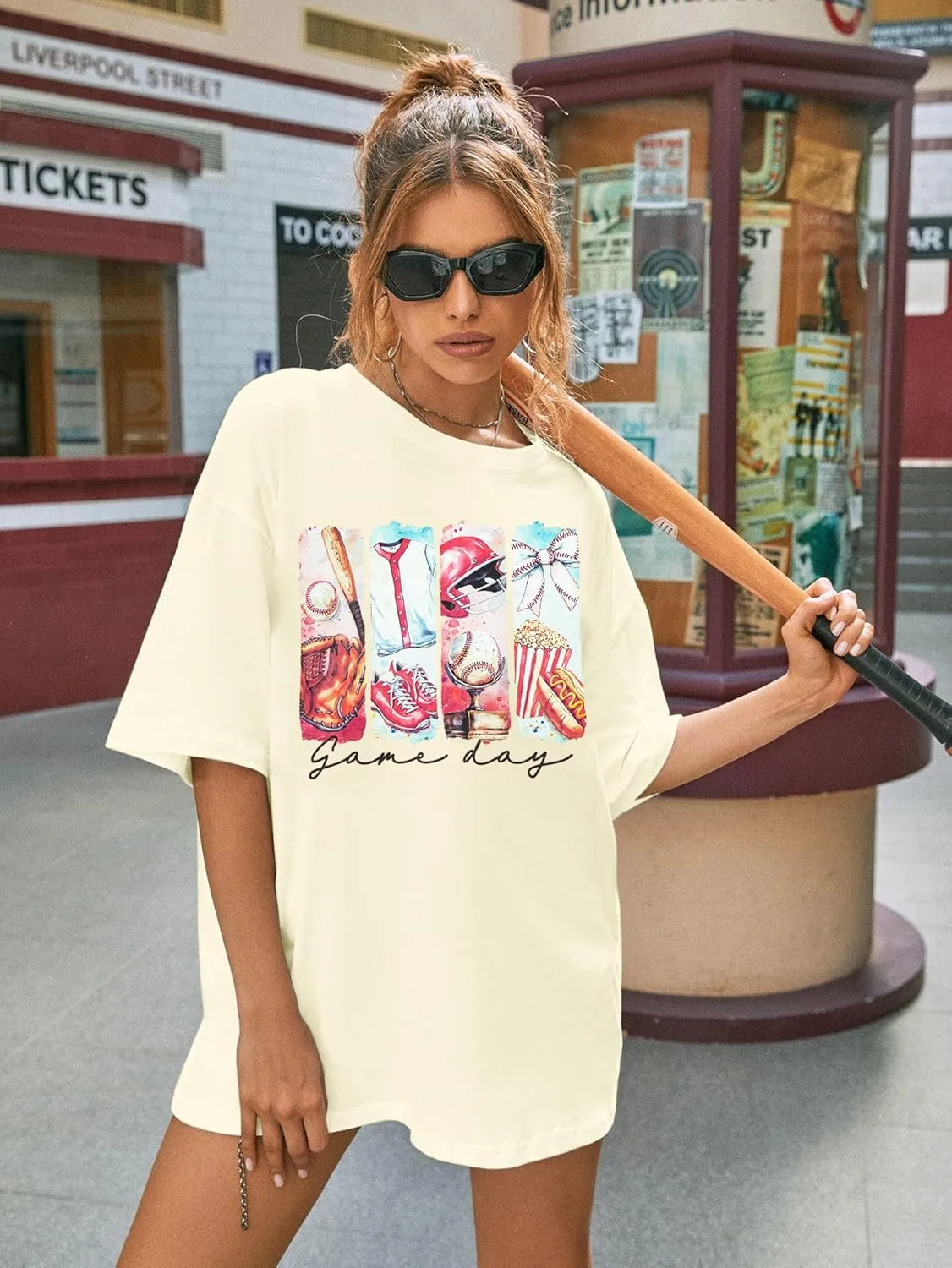 Baseball Mom T-Shirt Women Letter Print Funny Baseball Graphic Tees Tops Short Sleeve Casual Tee