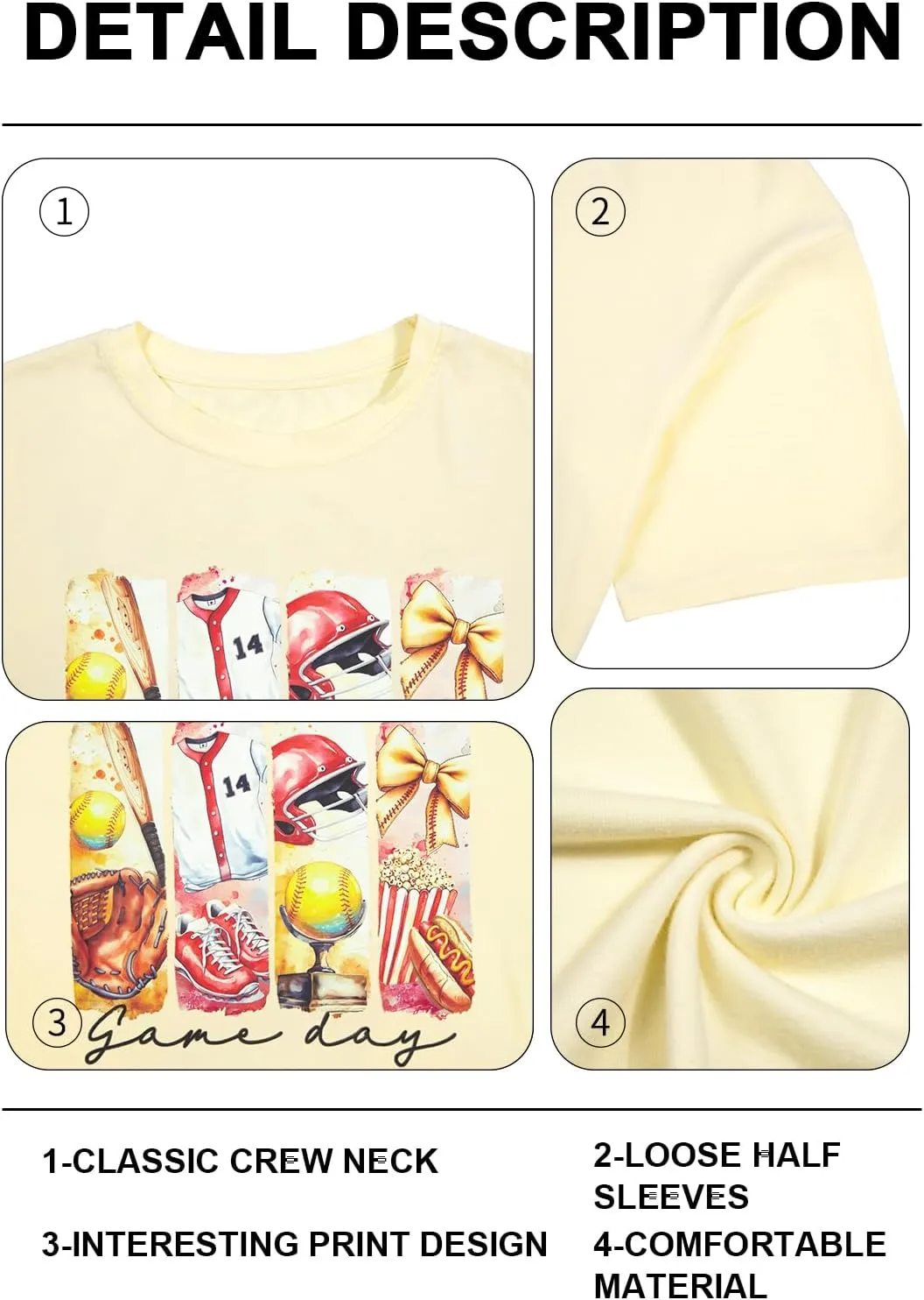 Baseball Mom T-Shirt Women Letter Print Funny Baseball Graphic Tees Tops Short Sleeve Casual Tee