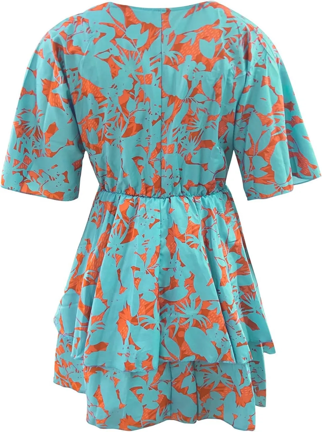 BAXLIMEK Beach Dresses for Women,2025 Elegant Deep V Neck Batwing Sleeve Mini Dress Flowy Ruched Tiered Print Vacation Dress