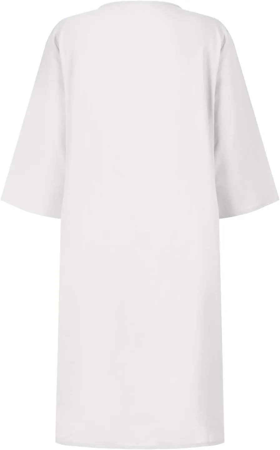 BAXLIMEK Cotton Linen Dresses for Women,2025 Spring Summer Casual V Neck 3/4 Sleeve Midi Dress,Elegant Plain Beach Dress