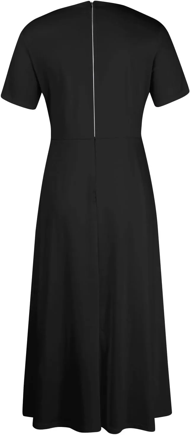 BAXLIMEK Plus Size Dresses for Curvy Women,2025 Spring Elegant Trendy Print Maxi Dress Crewneck Short Sleeve Boho Dress