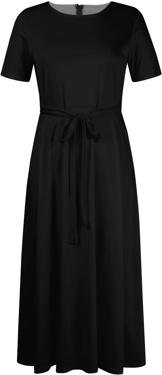 BAXLIMEK Plus Size Dresses for Curvy Women,2025 Spring Elegant Trendy Print Maxi Dress Crewneck Short Sleeve Boho Dress