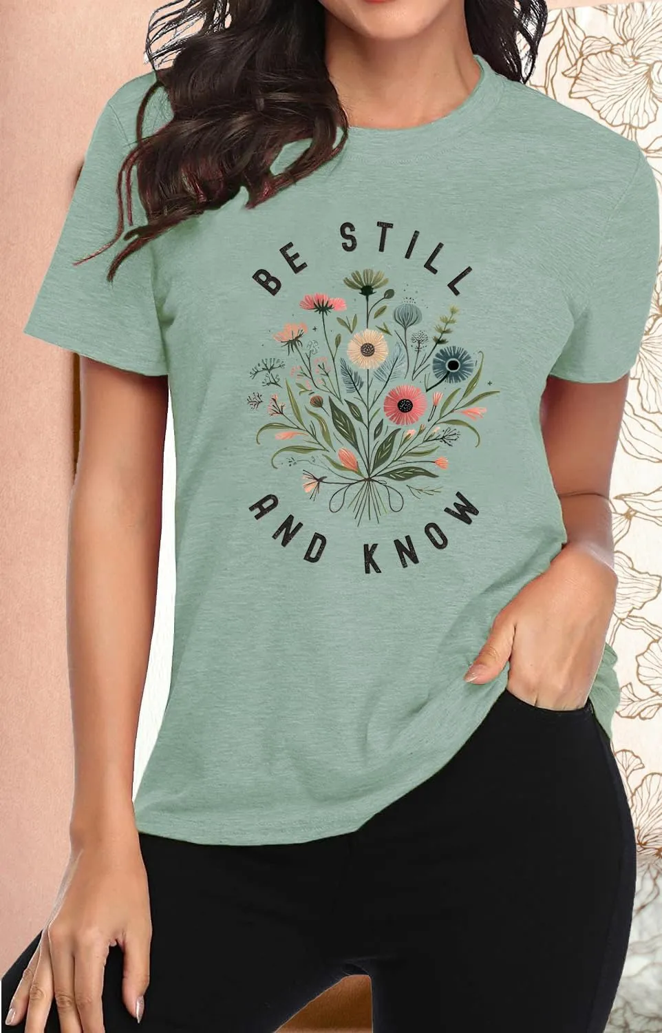 Be Still and Know Shirts for Women Casual Short Sleeve Christian Tee Tops