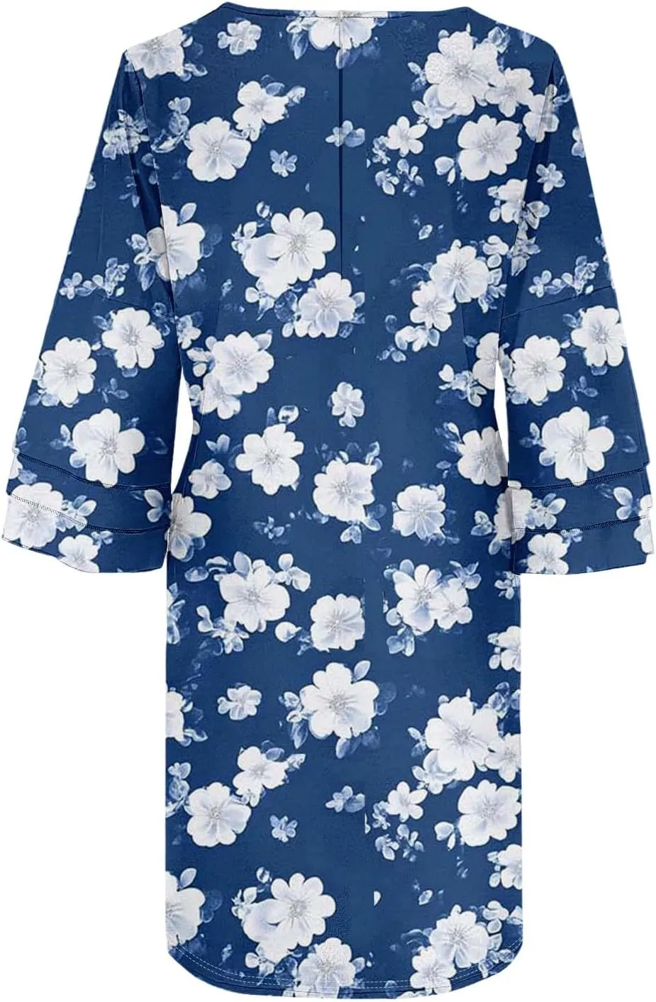 Beach Dresses for Women,2025 Summer Trendy Floral Print Boho Dress,Casual Loose V Neck Bell 3/4 Sleeve Mini Dress