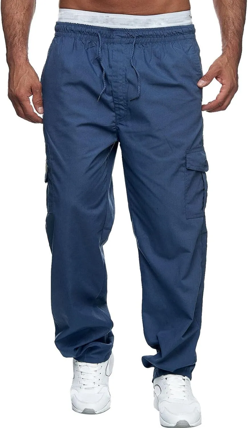 Big and Tall Cargo Pants for Men Sweatpants for Men Pant with Pockets Men's Heavyweight Fleece Cargo Sweatpants Men's