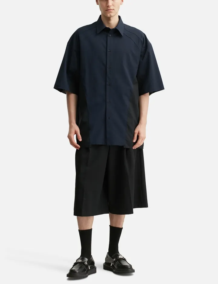 Black Gabardine Deviation Wide Cut Largo Shorts