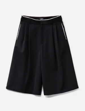 Black Gabardine Deviation Wide Cut Largo Shorts