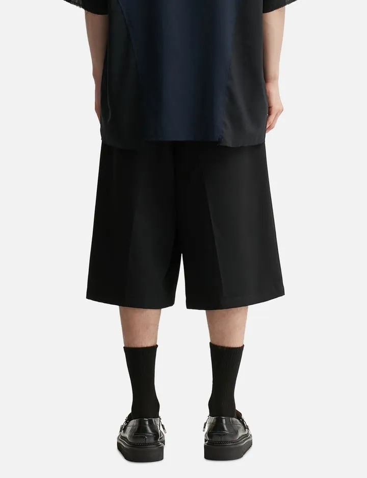 Black Gabardine Deviation Wide Cut Largo Shorts