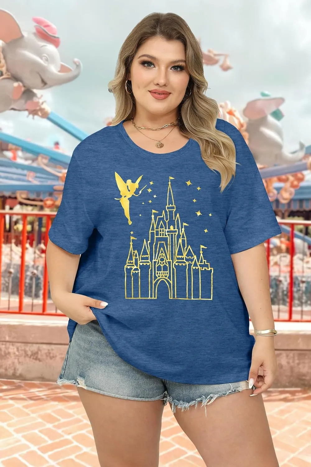 BLANCHES Plus Size Magical Shirt for Women Magic Kingdom Tshirt Castle Graphic Tee Vacation Short Sleeves Tops
