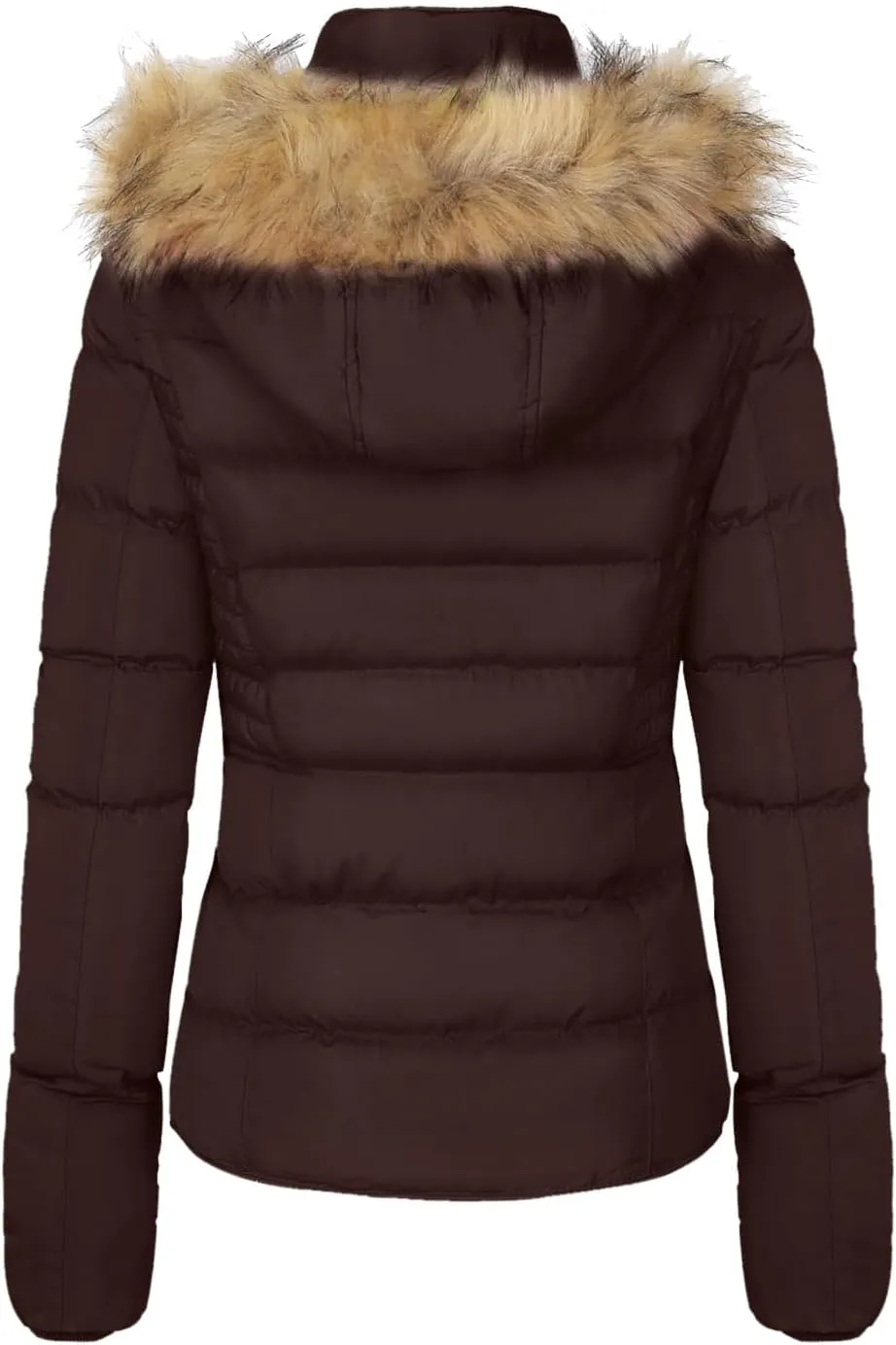 BodiLove Thickened Winter Puffer Jacket with Removable Faux Fur Hood Fleece Lining