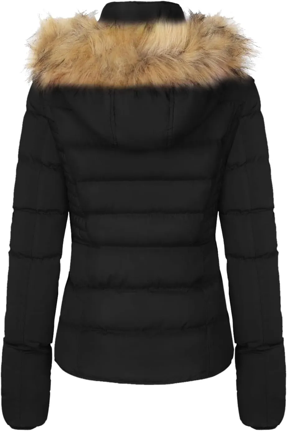 BodiLove Thickened Winter Puffer Jacket with Removable Faux Fur Hood Fleece Lining