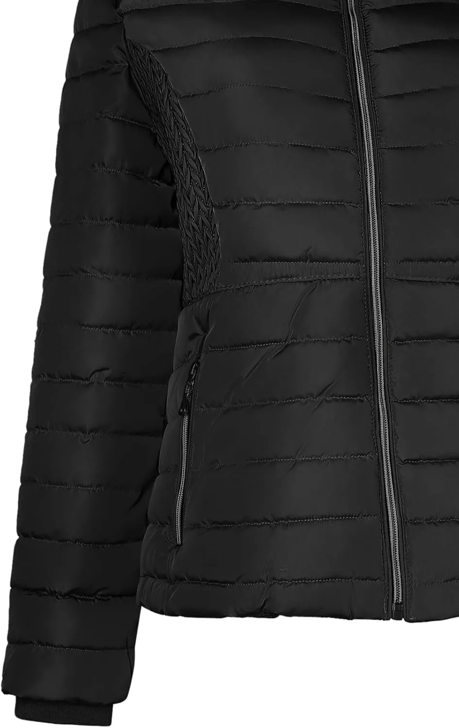 BodiLove Women's Belted Down Puffer Jacket with Faux Fur Trim Hood
