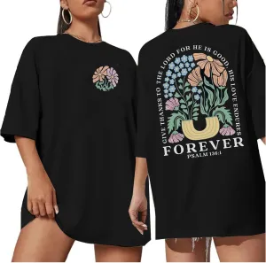 Boho Christian Shirt Women Bible Verse Tshirt Tee Inspirational Religious Oversized Tops Jesus Apparel Vintage Floral T Shirt