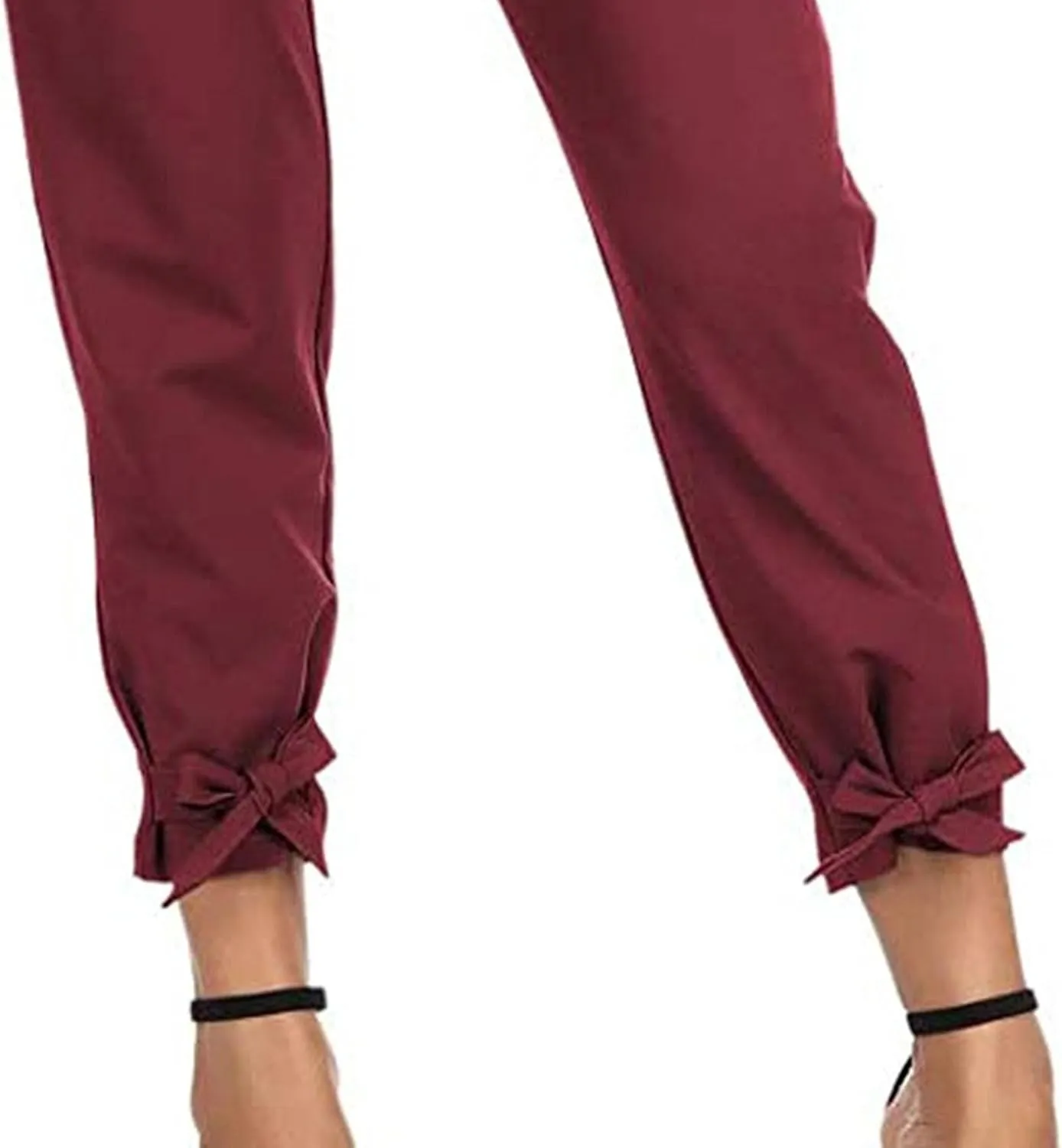 Business Casual Outfits for Women High Waist Pencil Pants with Pockets Bow-Knot Cropped Paper Bag Pants for Work