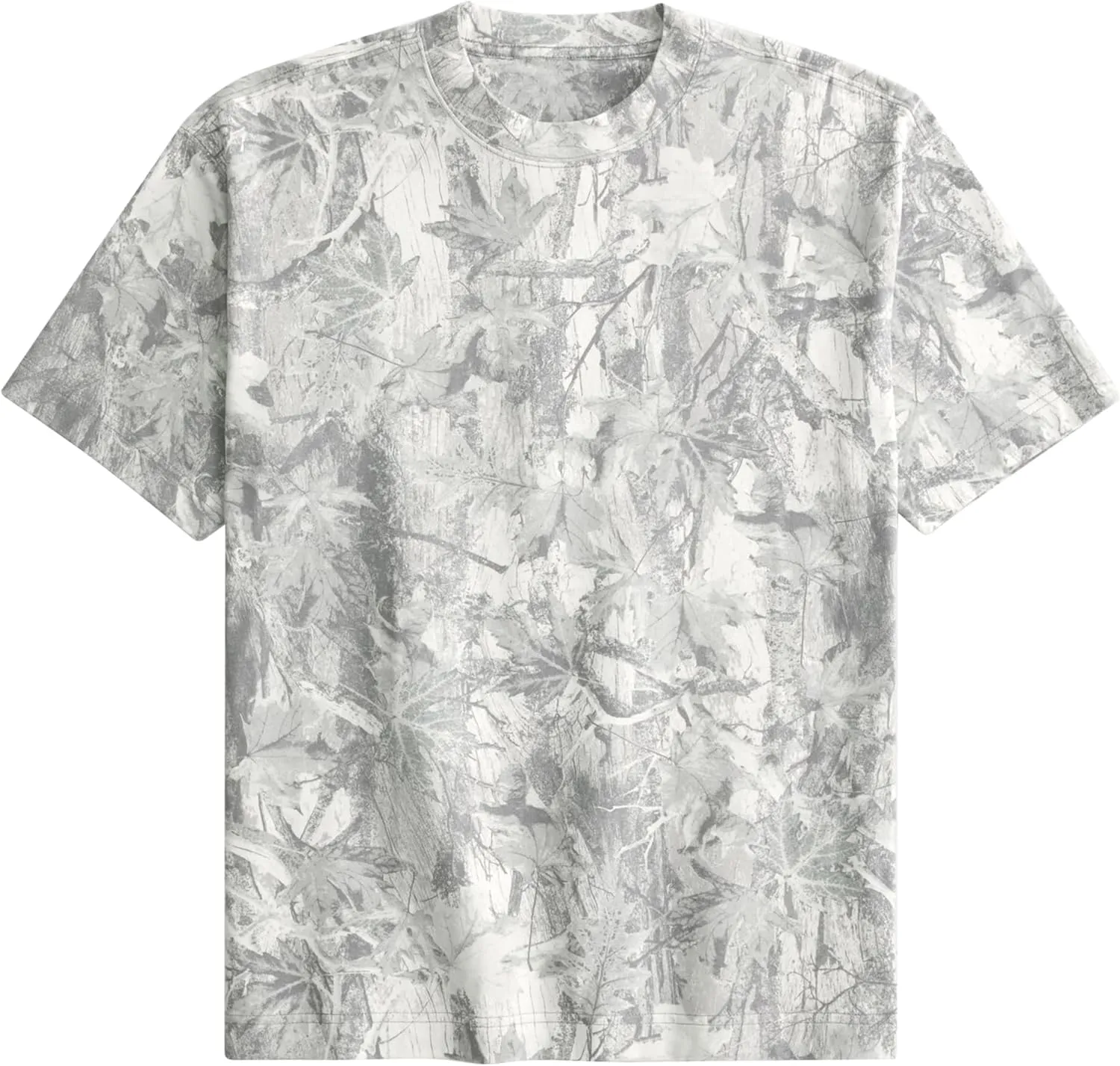 Camo Print Oversized T Shirts for Women Men Maple Leaf Print Crew Neck Tee Shirts Baggy Short Sleeve Graphic Tee Tops