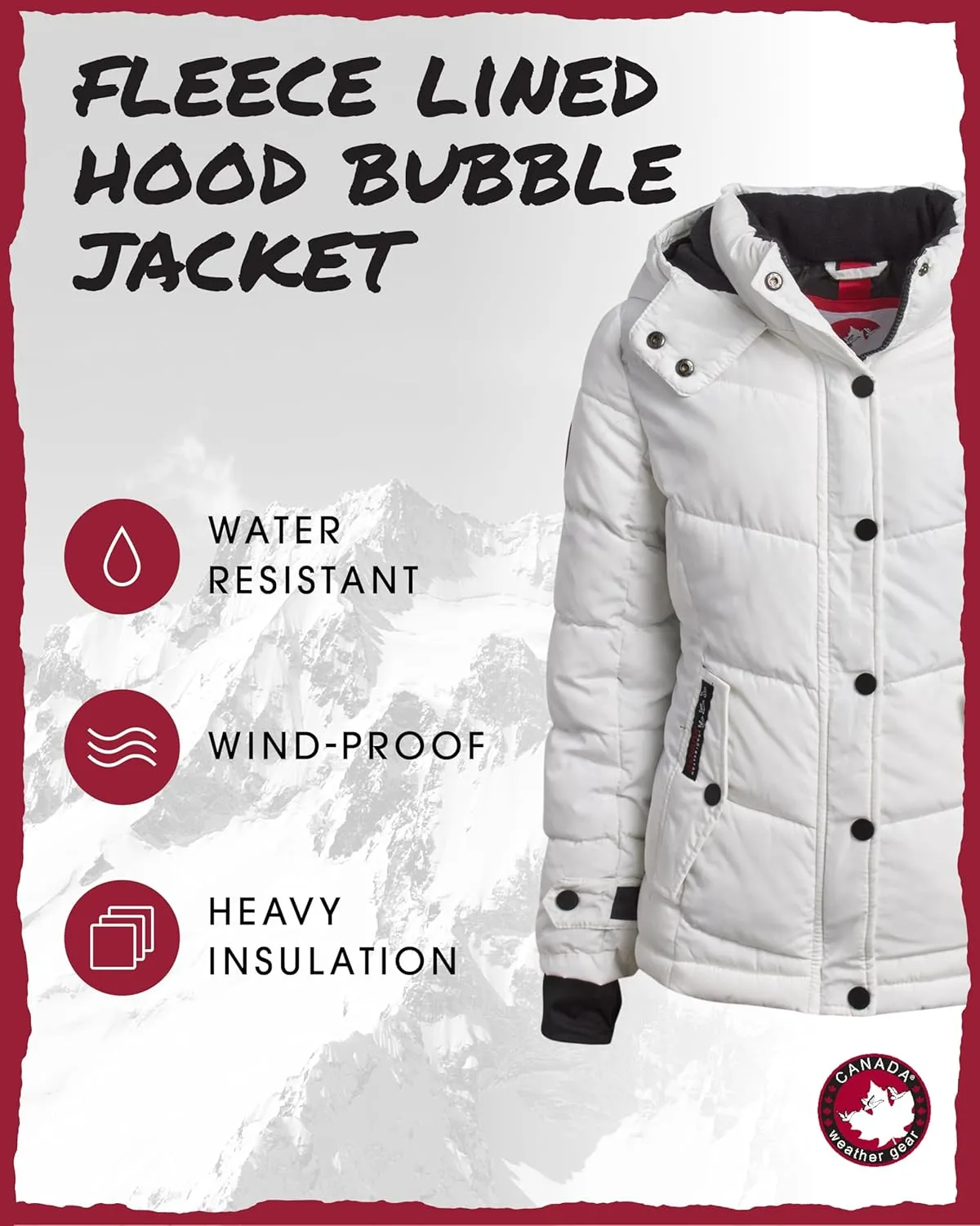 CANADA WEATHER GEAR Girls' Winter Coat - Quilted Heavyweight Puffer Parka Coat - Warm Winter Jacket for Girls (7-16)
