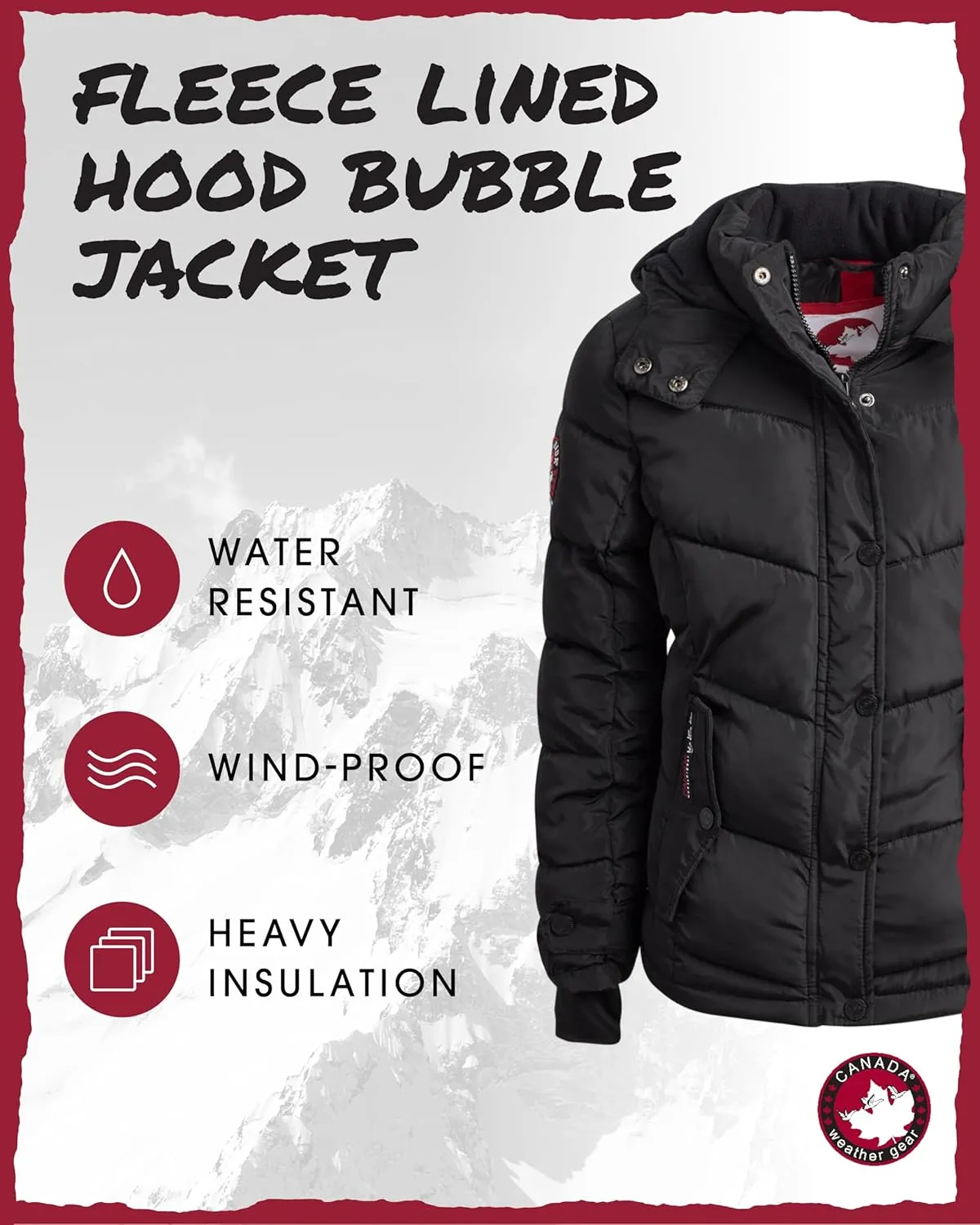CANADA WEATHER GEAR Girls' Winter Coat - Quilted Heavyweight Puffer Parka Coat - Warm Winter Jacket for Girls (7-16)