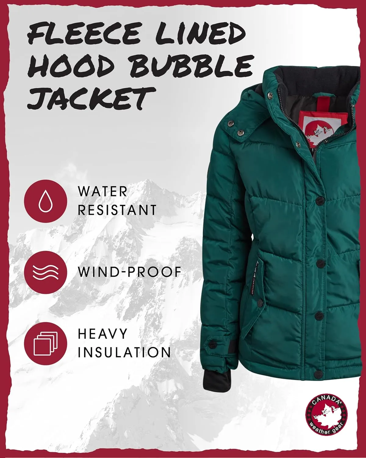 CANADA WEATHER GEAR Girls' Winter Coat - Quilted Heavyweight Puffer Parka Coat - Warm Winter Jacket for Girls (7-16)