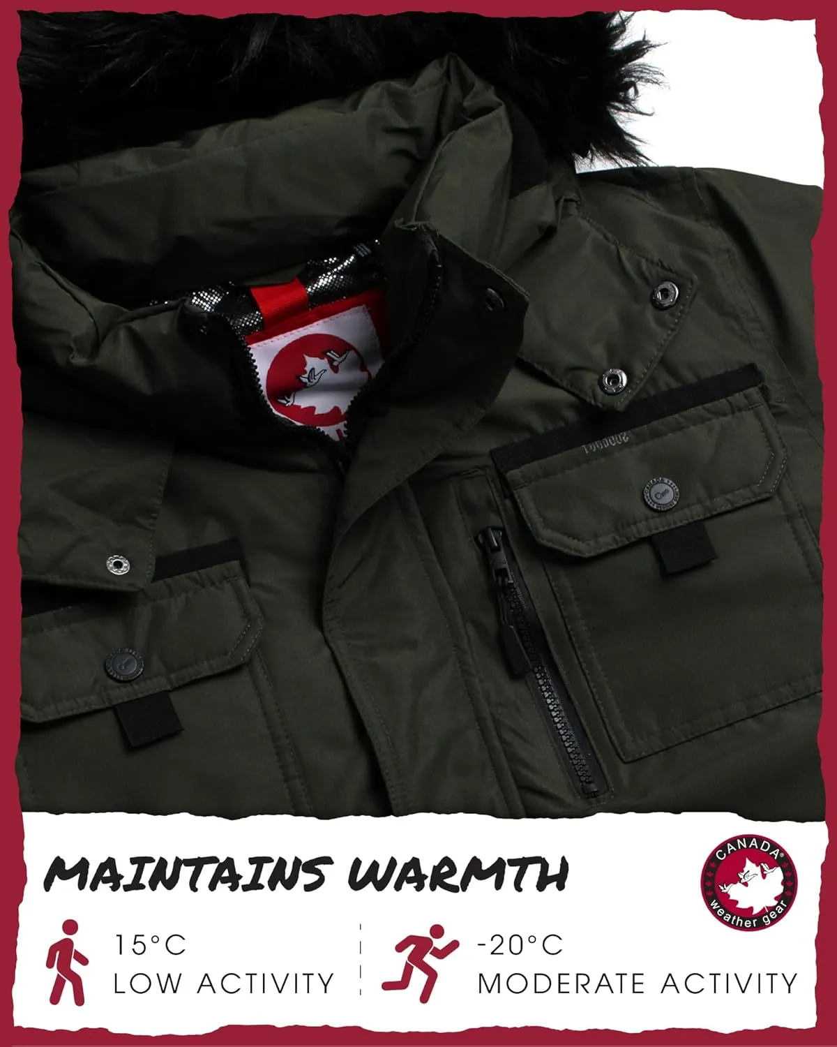 CANADA WEATHER GEAR Men's Parka - Heavyweight Ripstop Insulated ThermaFoil Lined Puffer Winter Jacket for Men (M-XXL)