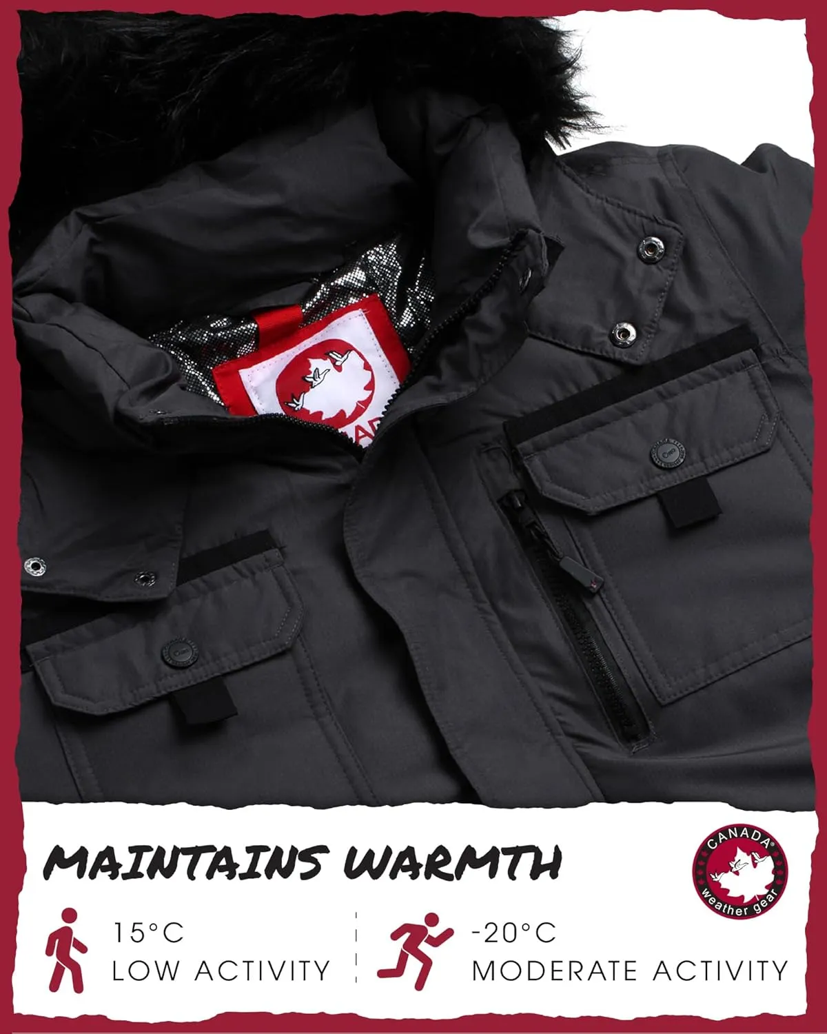 CANADA WEATHER GEAR Men's Parka - Heavyweight Ripstop Insulated ThermaFoil Lined Puffer Winter Jacket for Men (M-XXL)